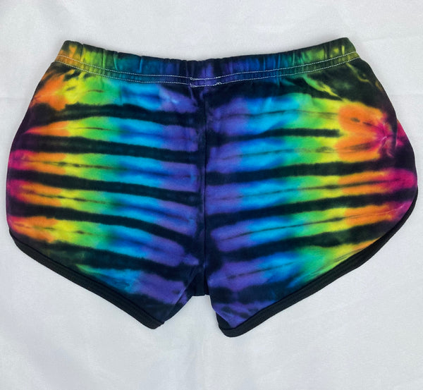 Women’s Black/Rainbow Tie-dyed Running Shorts, S