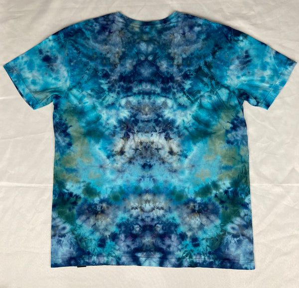 Adult Blue/Rainbow Mandala Ice-Dyed Tee, XL