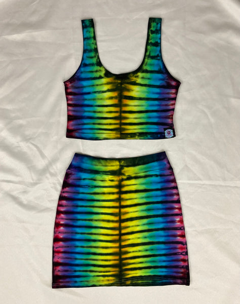 Women's Rainbow/Black Tie-Dyed Mini Skirt, S/M
