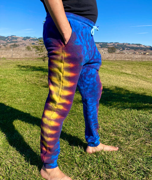 Adult Blue/Gold Tie-Dyed Jogger Sweatpants, 2X