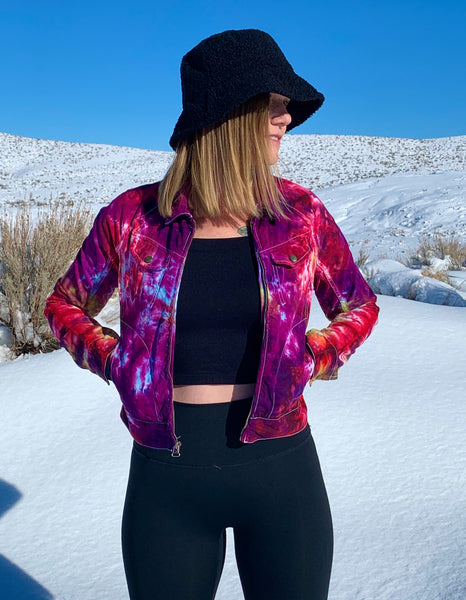 Women’s Hand Embroidered Tie-dye Jacket, Uncle Sam, M