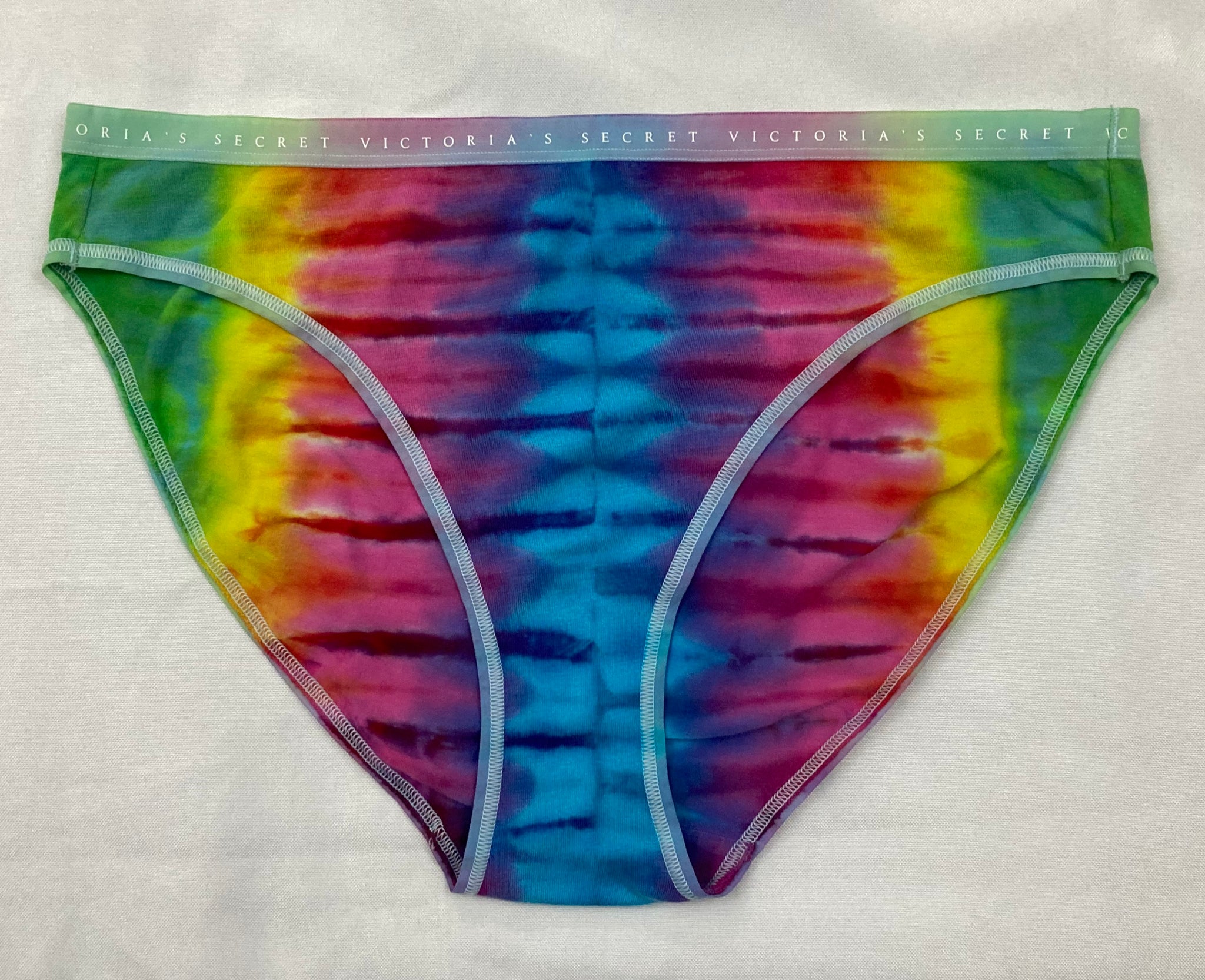 Women's Rainbow Victoria's Secret Tie-Dyed Panties, XL