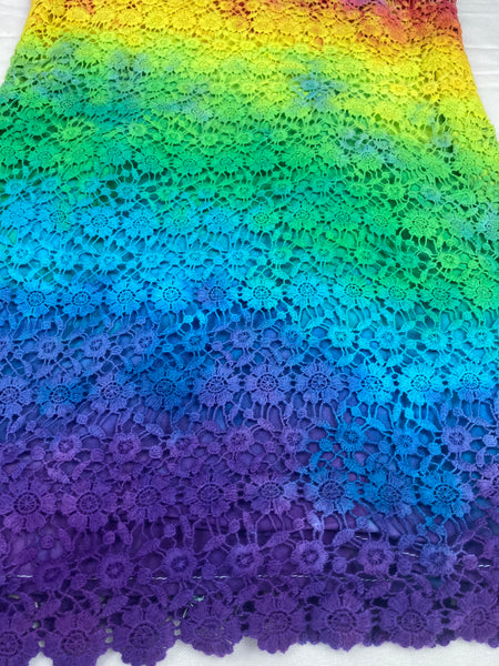 Ladies Rainbow Lacey Upcycled Dress, size 7