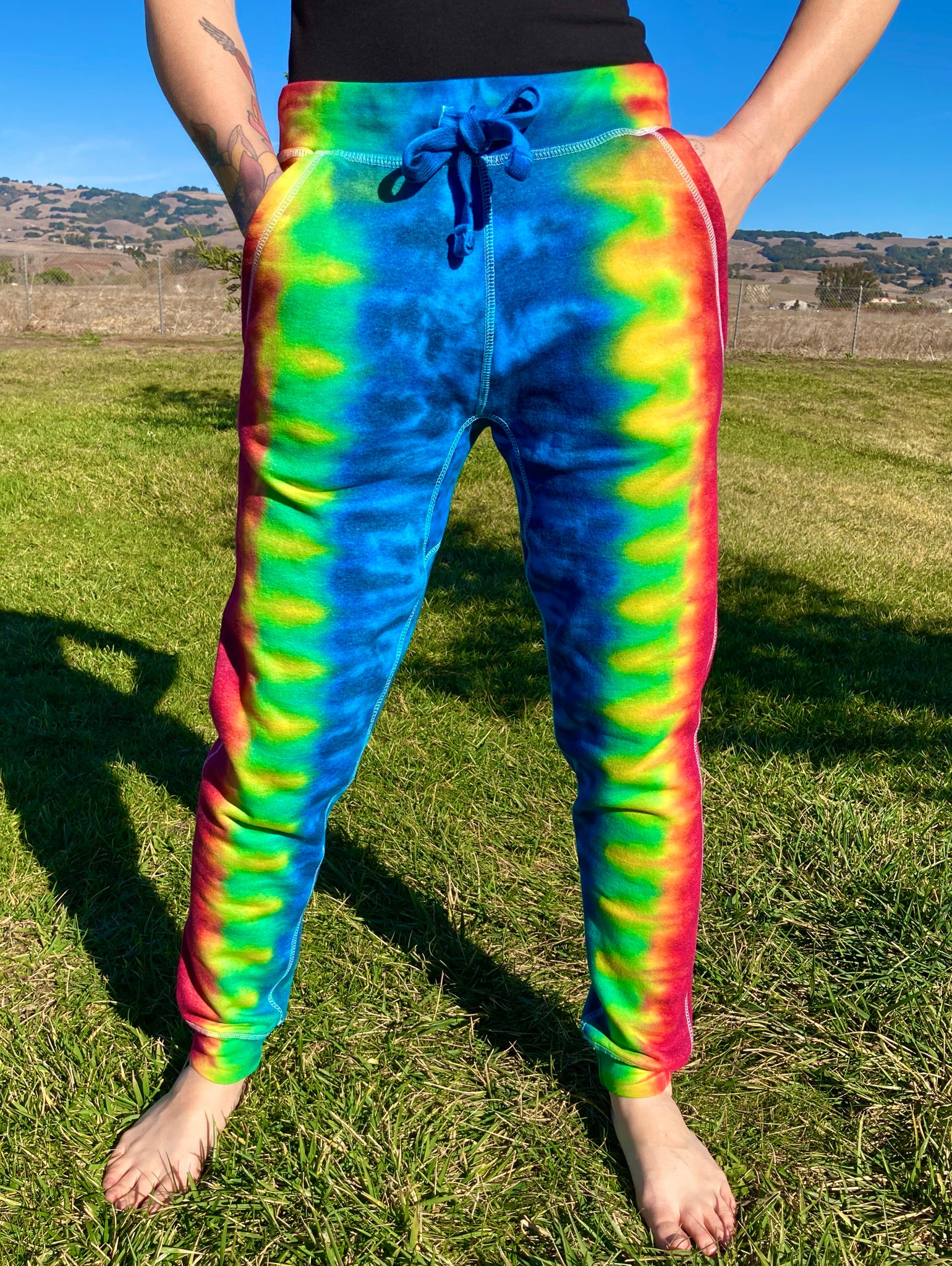 Adult Rainbow Tie-Dyed Jogger Sweatpants, L