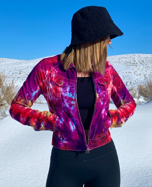 Women’s Hand Embroidered Tie-dye Jacket, Uncle Sam, M