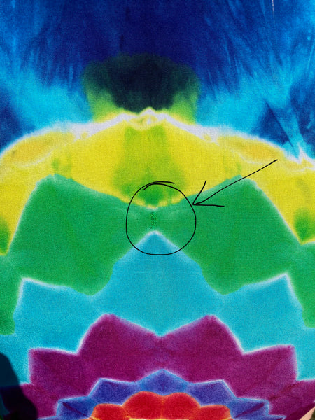 Adult Blue/Rainbow Mandala Tie-Dyed Rayon Short Robe, O/S (Slight Stitching Defect)