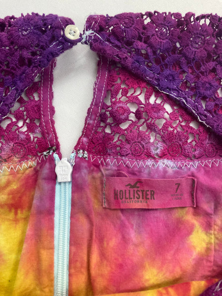 Ladies Rainbow Lacey Upcycled Dress, size 7