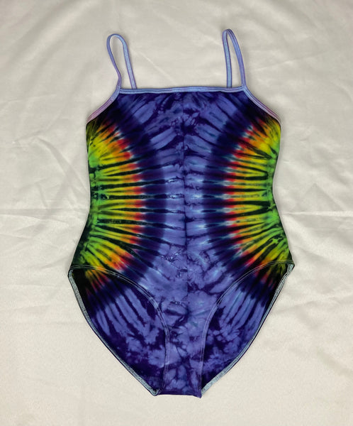 Women's Purple/Rainbow Tie-Dyed Bodysuit, M