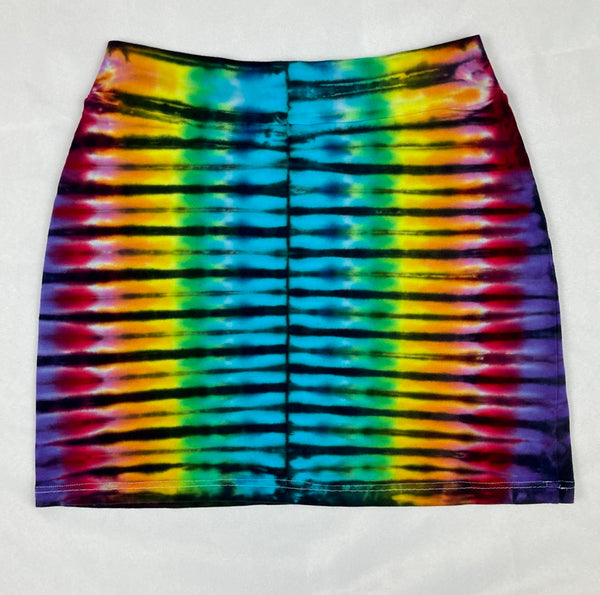 Women's Rainbow/Black Tie-Dyed Mini Skirt, XS/S