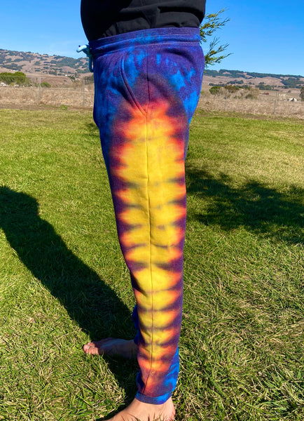 Adult Blue/Gold Tie-Dyed Jogger Sweatpants, 2X