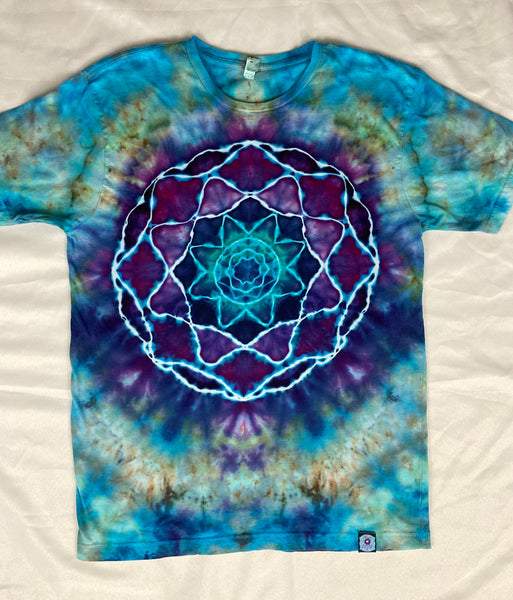 Adult Blue/Purple Mandala Ice-Dyed Tee, L