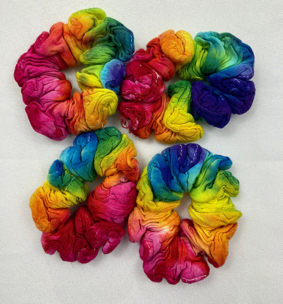 Multi-Colored Rayon Tie-dyed Hair Scrunchies