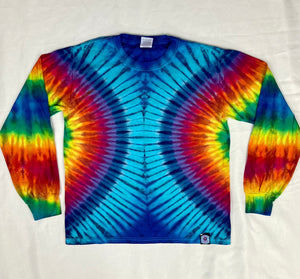 Kids Rainbow/Blue Tie-Dyed Long Sleeve Tee, Youth L