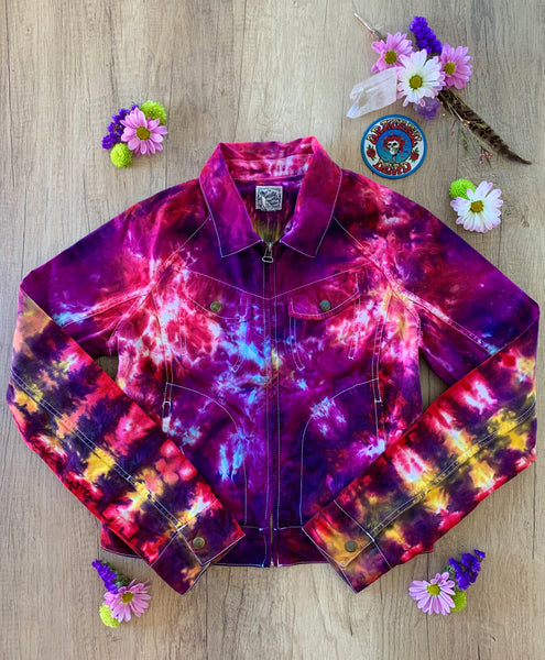 Women’s Hand Embroidered Tie-dye Jacket, Uncle Sam, M