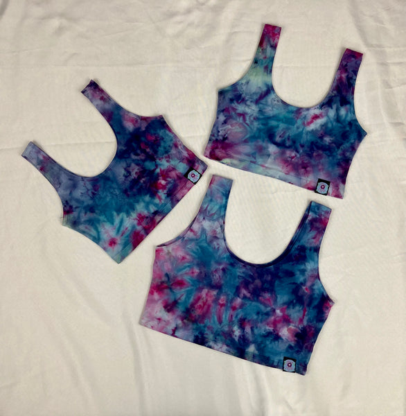 Women's Pink/Blue Ice-Dyed Crop Top, S-M