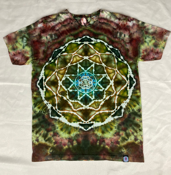 Adult Earthtone Mandala Ice-Dyed Tee, L