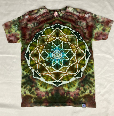 Adult Earthtone Mandala Ice-Dyed Tee, L