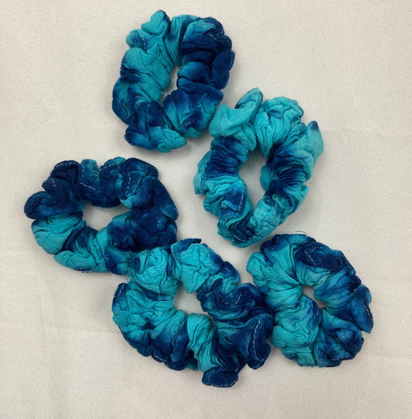 Multi-Colored Rayon Tie-dyed Hair Scrunchies