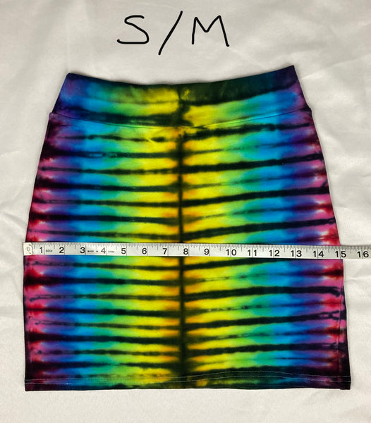 Women's Rainbow/Black Tie-Dyed Mini Skirt, S/M