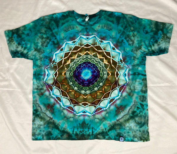 Adult Green/Earth Mandala Ice-Dyed Tee, 3XL