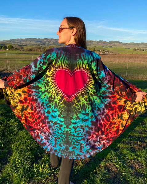 Women’s Rainbow/Black Love Tie-dyed Half Moon Jacket, L