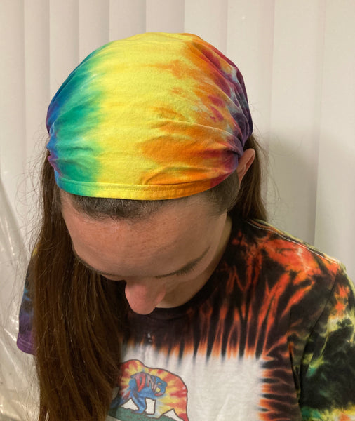 Bright Rainbow Tie-dyed Bandana Headband