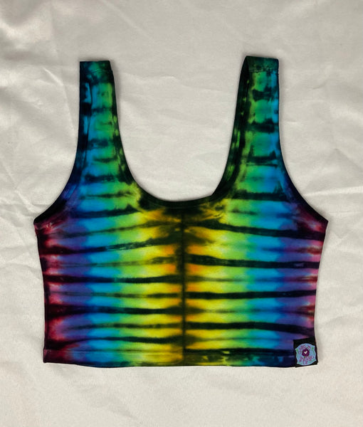 Women's Rainbow/Black Tie-Dyed Crop Top, S-XL
