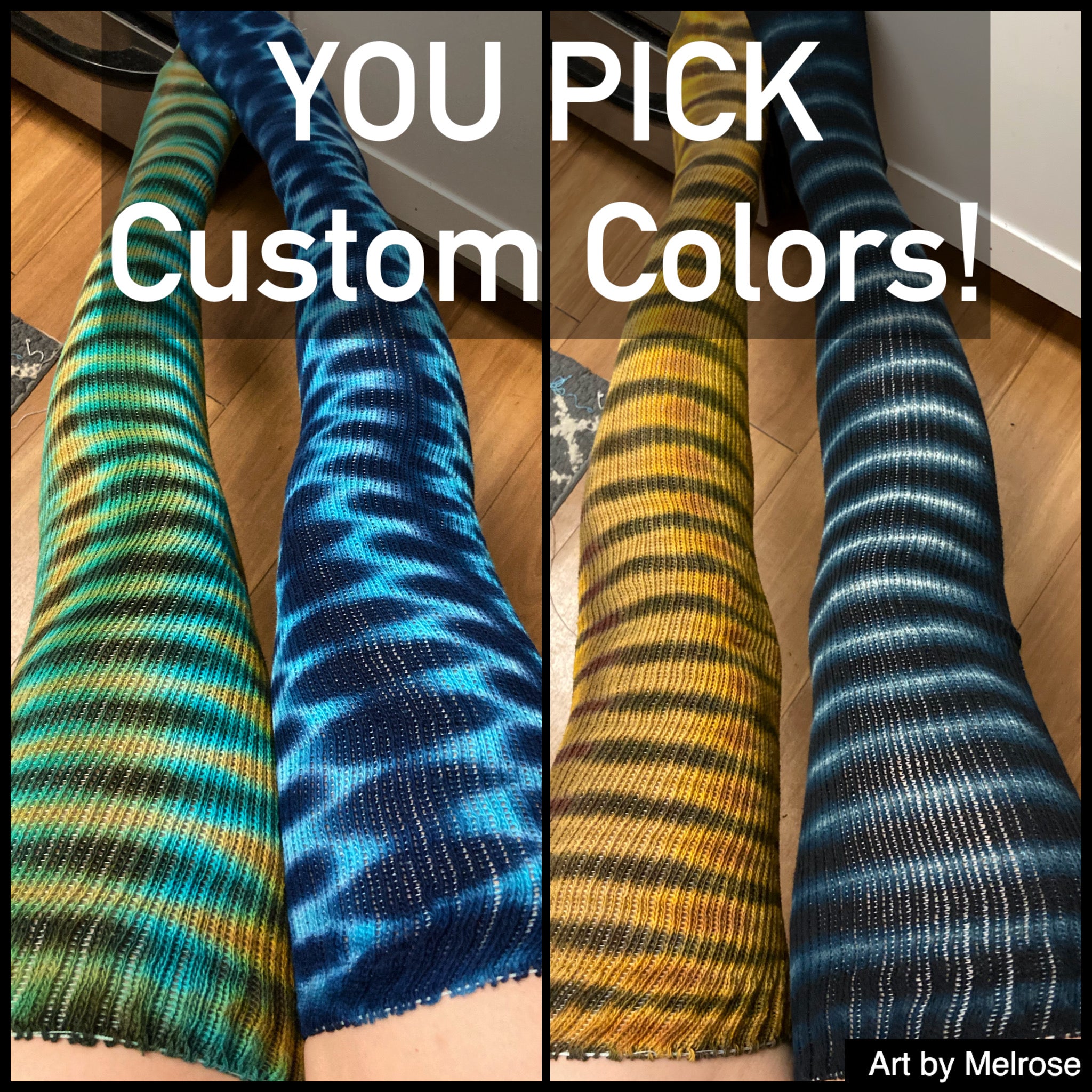 *MADE TO ORDER* Custom Adult Tie-dyed Thigh High Socks, 9-11