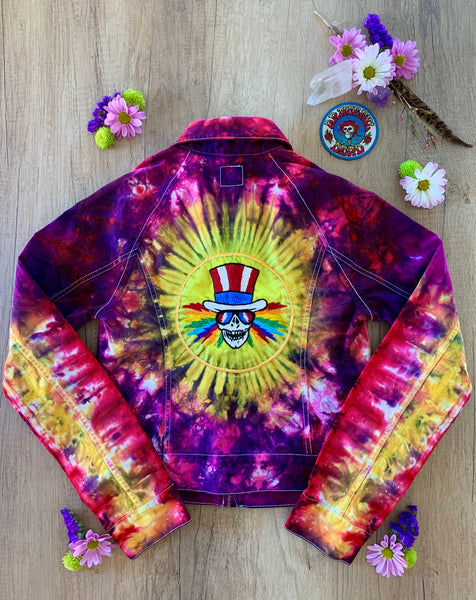 Women’s Hand Embroidered Tie-dye Jacket, Uncle Sam, M