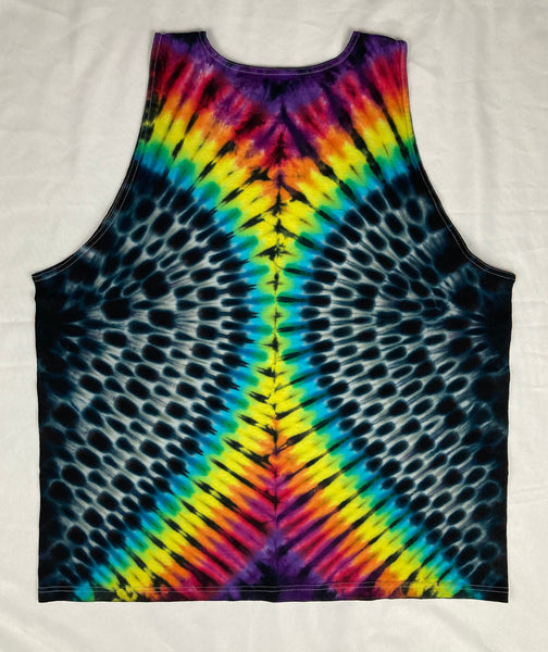 Adult Rainbow/Gray Hourglass Tie-dyed Tank, 3XL