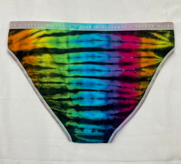 Women's Rainbow/Black Victoria's Secret Tie-Dyed Panties, XL