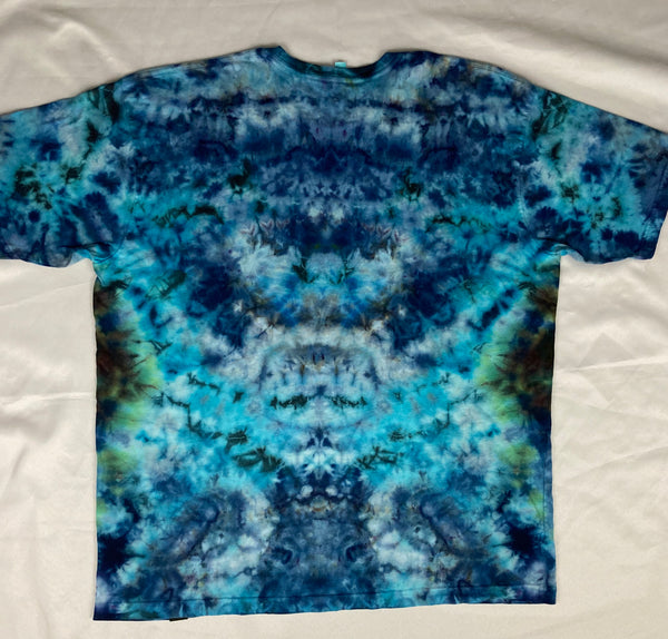 Adult Blue/Rainbow Mandala Ice-Dyed Tee, 3XL