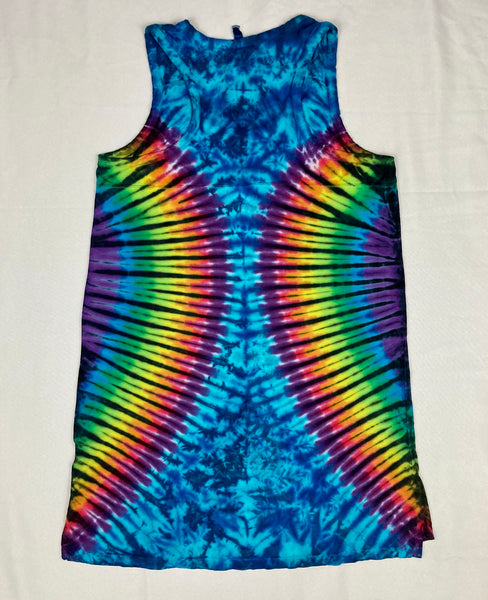 Ladies Rainbow/Blue Tie-Dyed Tank Dress, XL