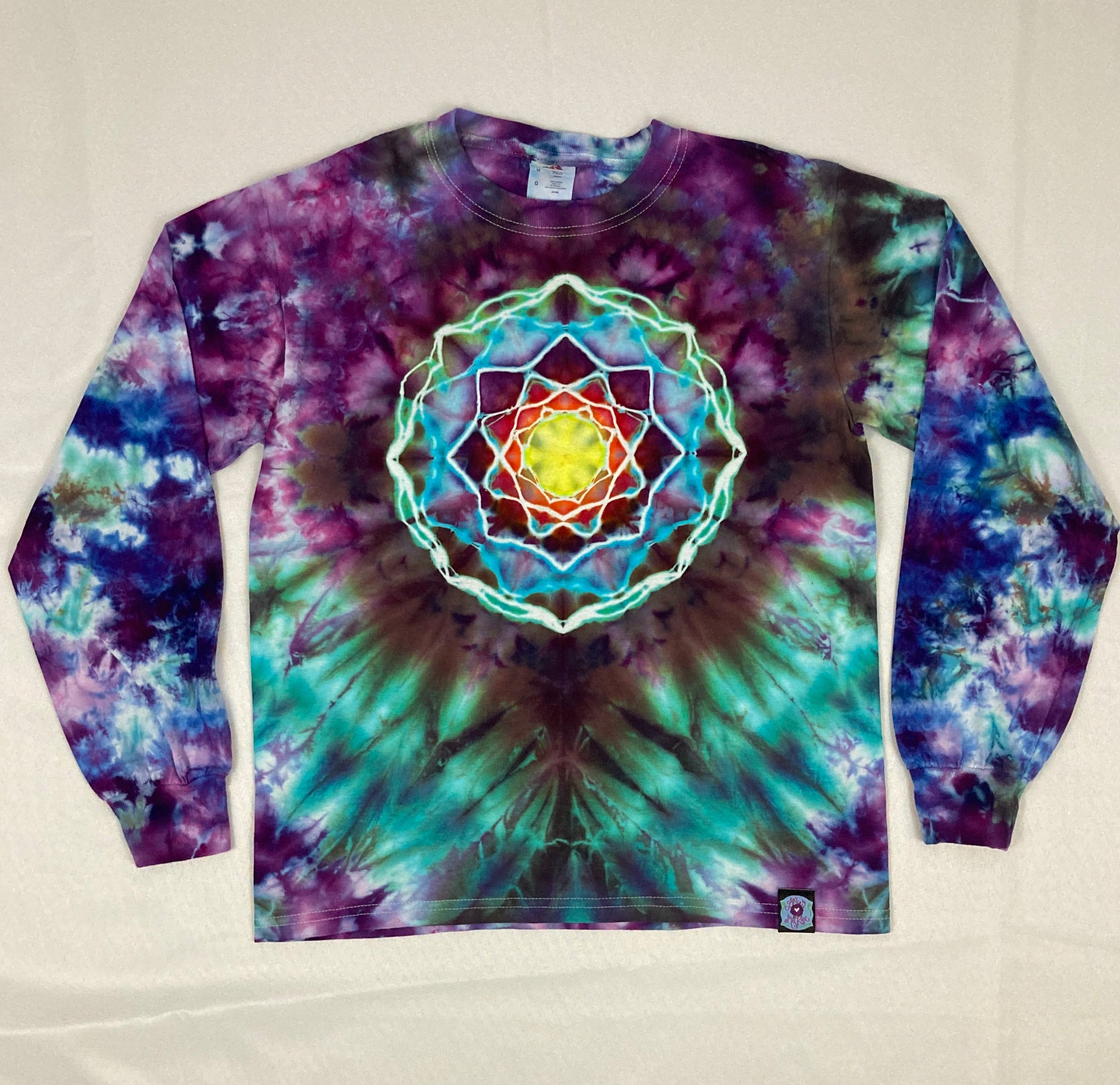 Kids Mandala Ice-Dyed Long Sleeve Tee, Youth L