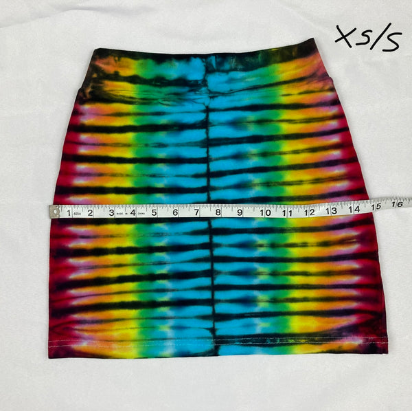 Women's Rainbow/Black Tie-Dyed Mini Skirt, XS/S