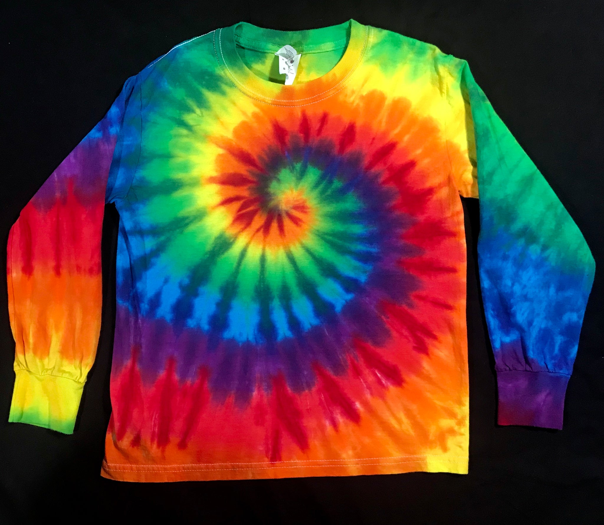 Kids Rainbow Spiral Tie-Dyed Long Sleeve Tee, Youth S