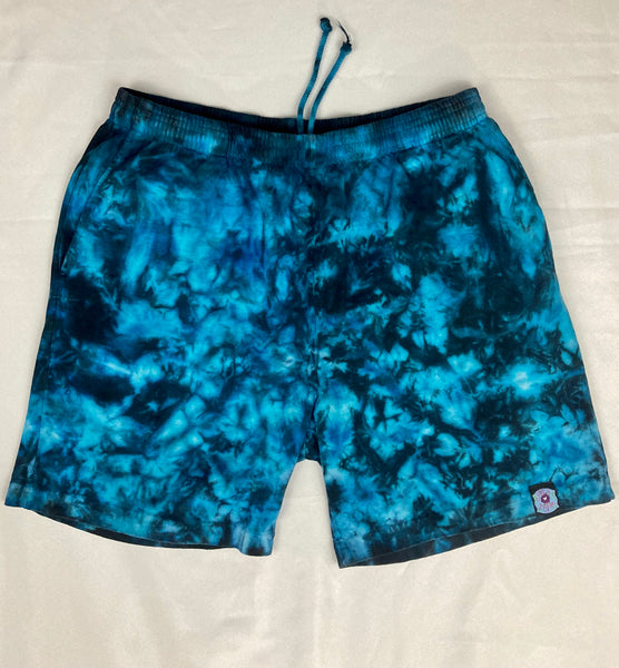 Men’s/Unisex Blue Ice-Dyed Shorts, M (32)