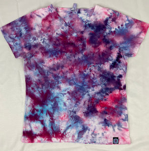 Women's Pink/Purple Ice-dyed V-Neck Tee, L