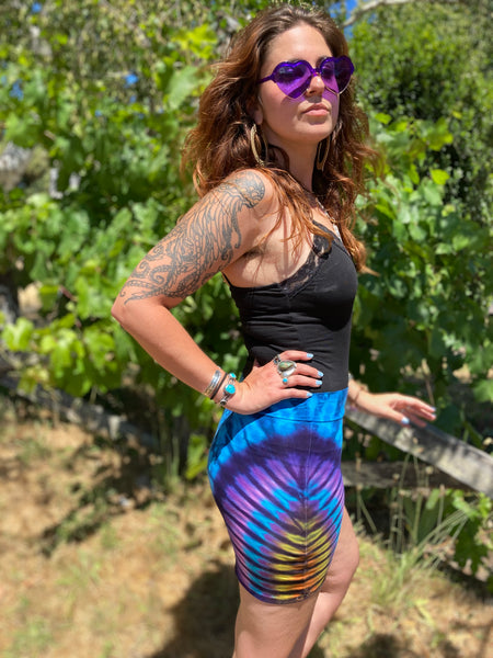 Women's Blue/Sunset Tie-Dyed Mini Skirt, M/L