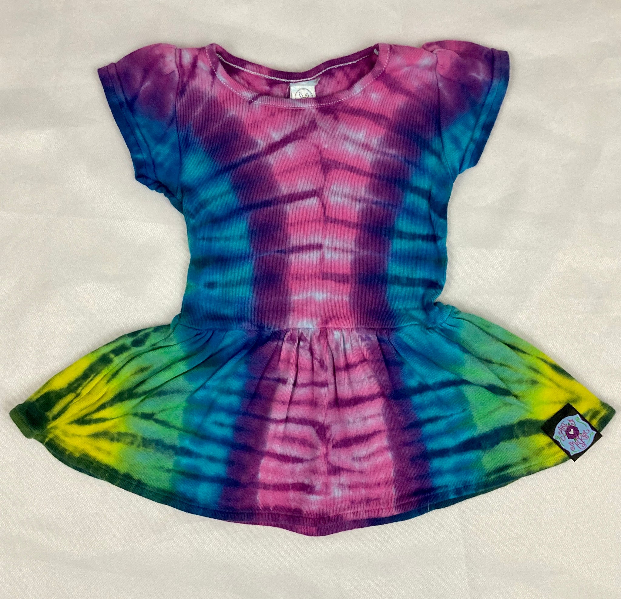 Baby Pink/Blue Zipper Tie-Dyed Dress, 6M Art by Melrose Baby Pink/Blue Zipper Tie-Dyed Dress, 6M Art by Melrose