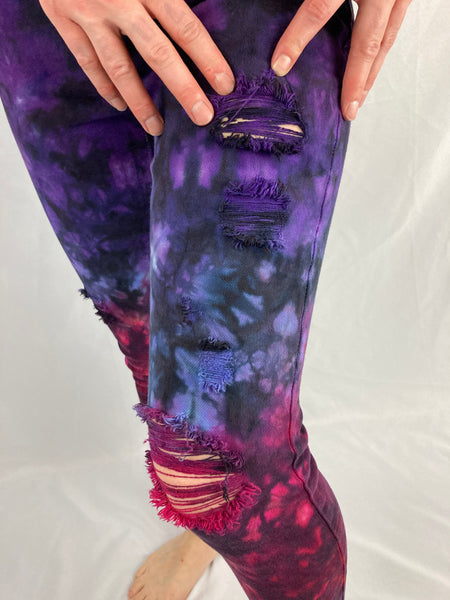 Ladies Purple/Red Ombré Upcycled Levi’s Jeans, 28