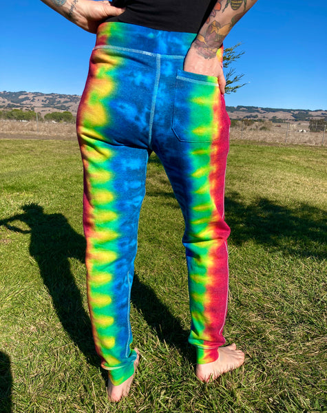 Adult Rainbow Tie-Dyed Jogger Sweatpants, L