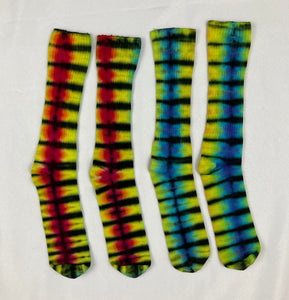 Adult Rainbow/Black Tie-Dyed Bamboo Socks, 11-13