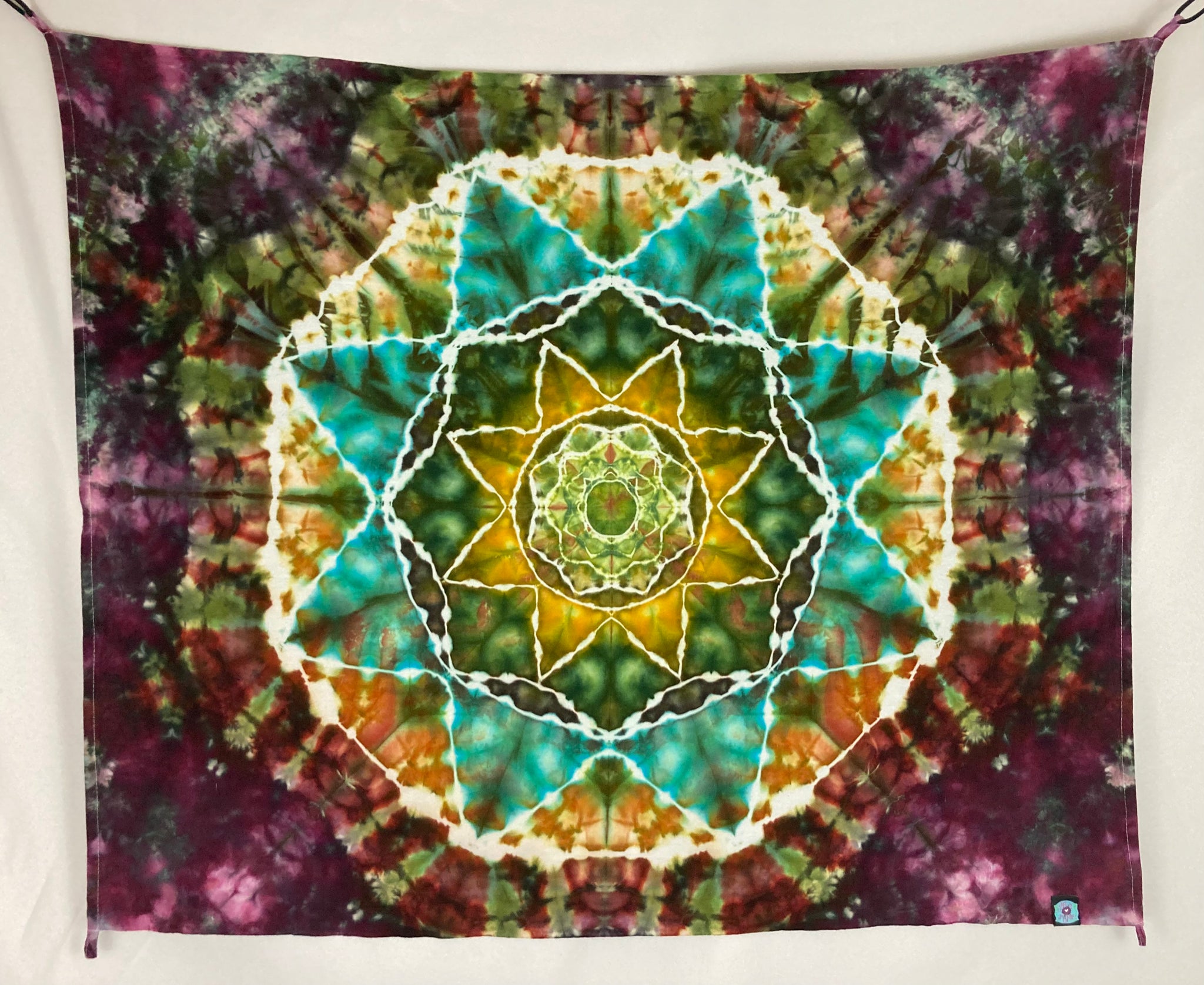 30" x 45" Earthy Mandala Ice-dyed Mini Tapestry/Wall Hanging