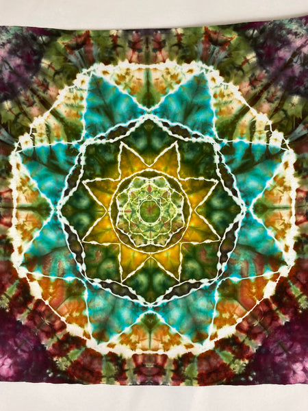 30" x 45" Earthy Mandala Ice-dyed Mini Tapestry/Wall Hanging