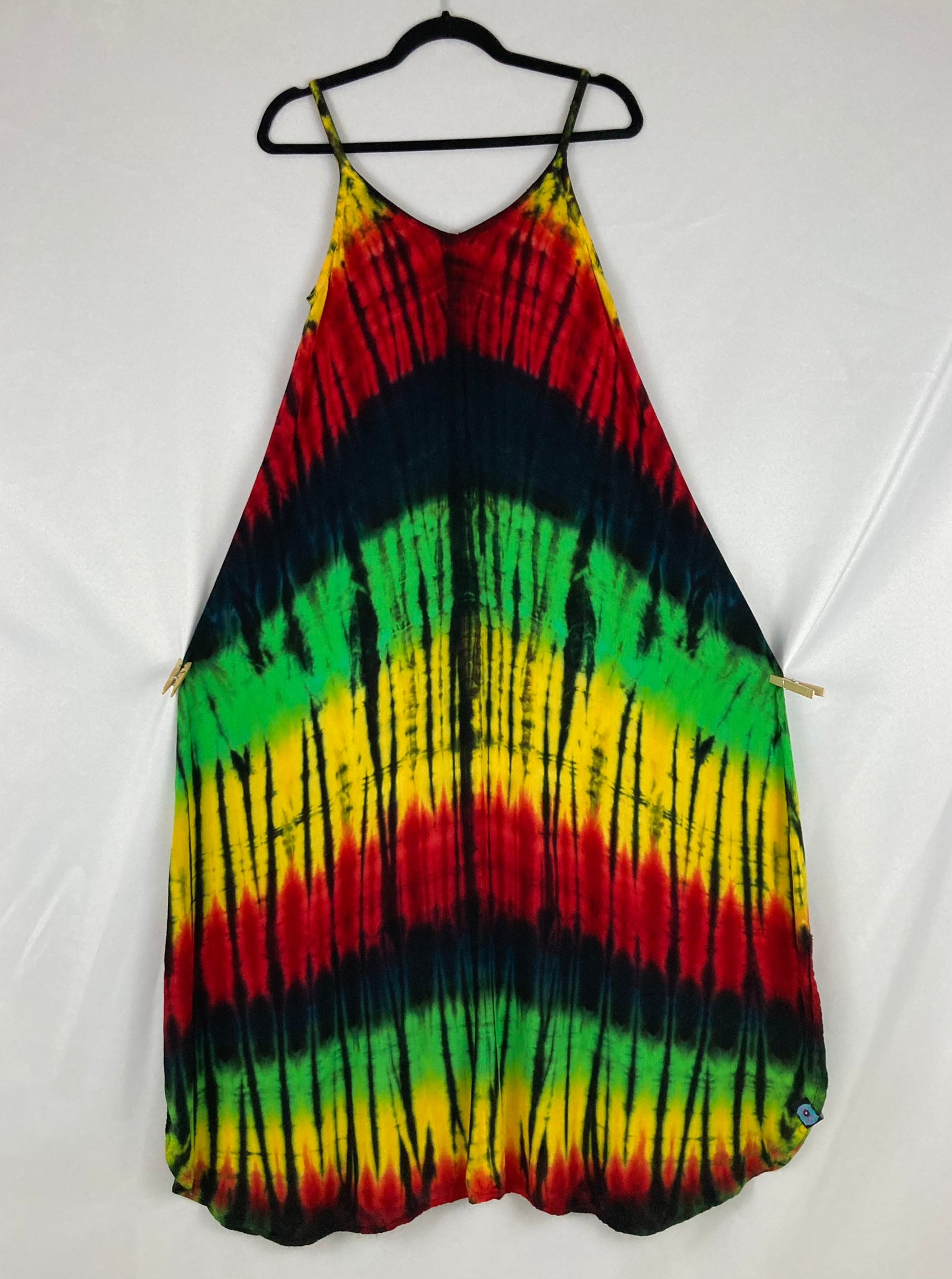 Women's Rasta Tie-Dyed Rayon Maxi Dress, S
