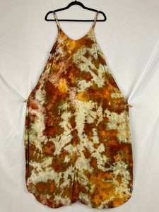 Women's Gold/Brown Ice-Dyed Rayon Maxi Dress, XL
