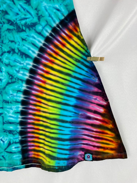 Women’s Heart Aqua Rainbow Tie-Dyed A-line Dress, XL