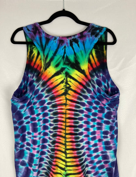 Ladies Polka Dot Rainbow Tie-Dyed Tank Dress, XL