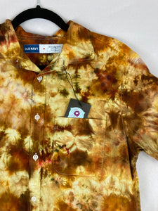 Adult Earthtone Ice-dyed Collared Button up Shirt, M, L & XL